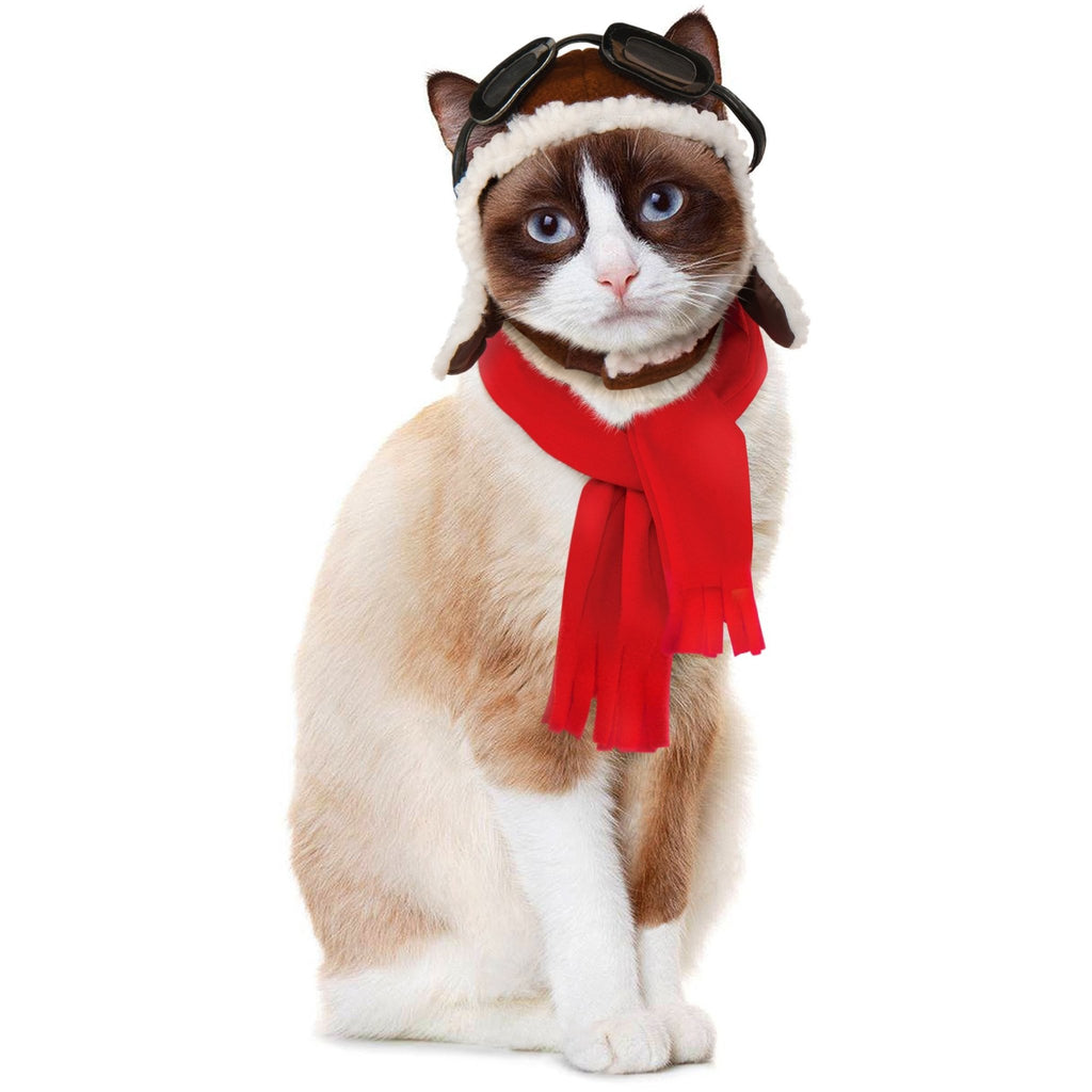 Aviator Hat And Scarf Cat Costume - Witty Tail